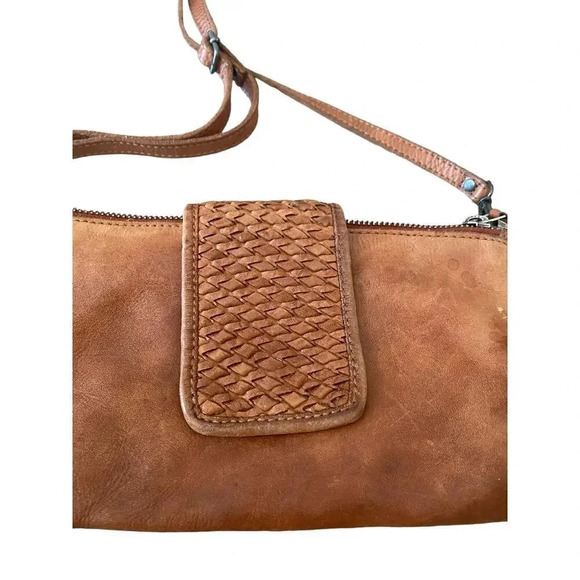 Vilenca Holland Women's Brown Leather Crossbody Straps Wristlet Bag - Picture 2 of 6